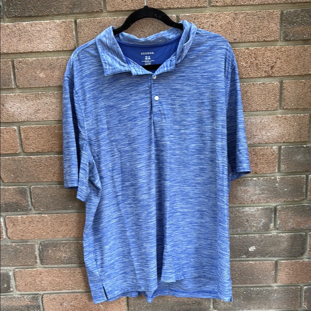 George Men's Blue Polo Shirt with Heathered Texture Size XL